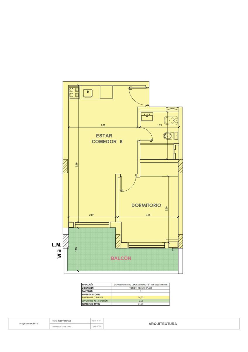 Mitre 1167 – 1 Dormitorio Unidad B Piso 1 a 8