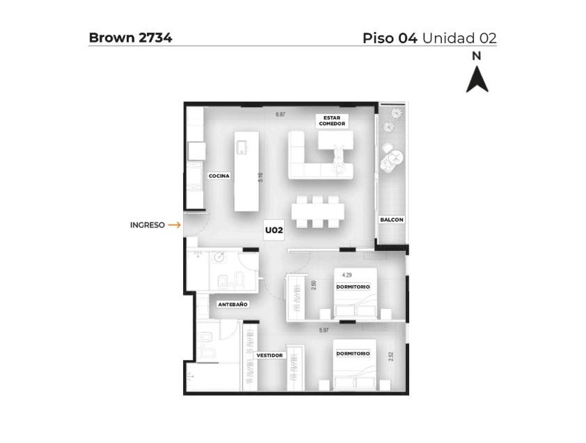 Brown 2734 Piso 4 Departamento 2