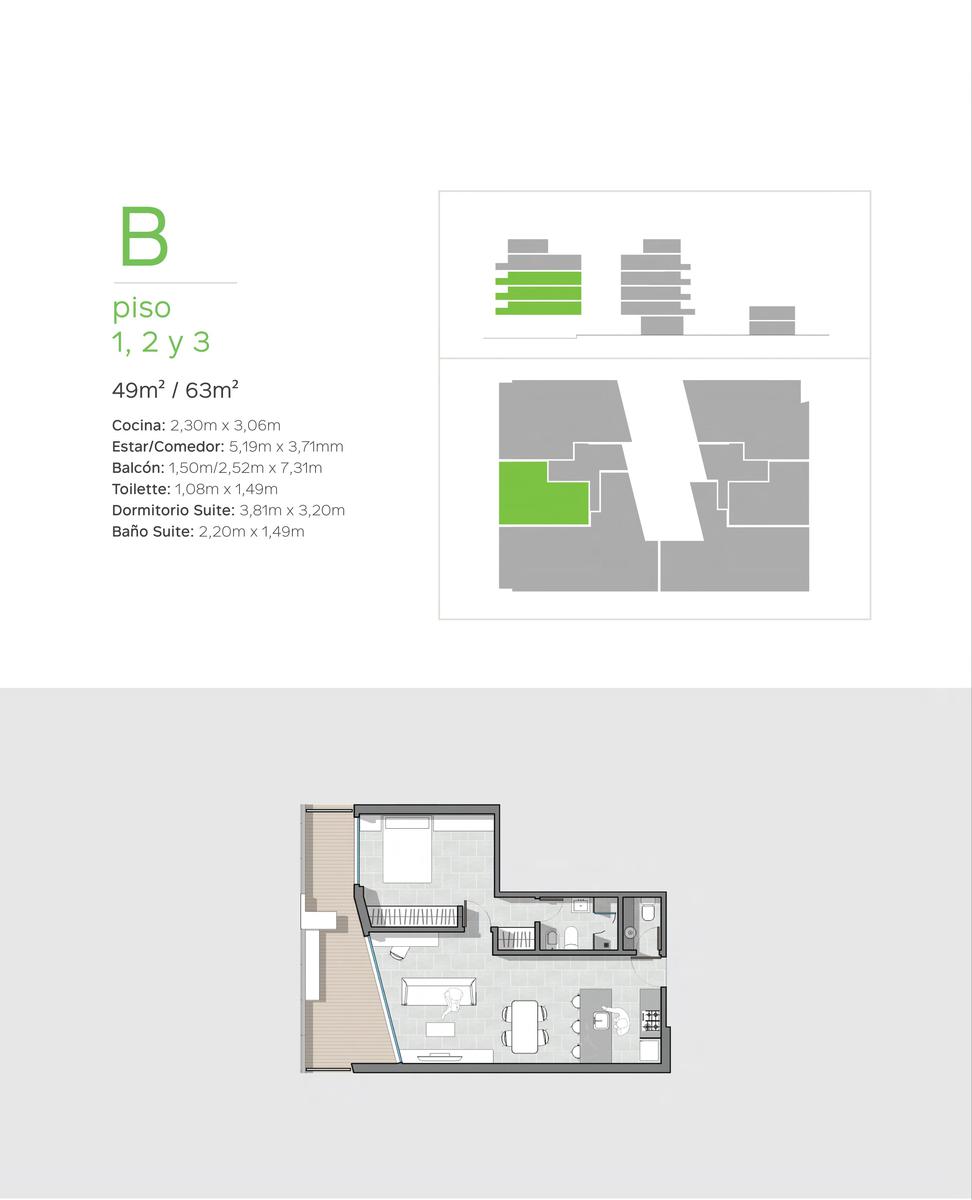 Pueyrredon 145 – P3 B – 1 Dormitorio con Balcon