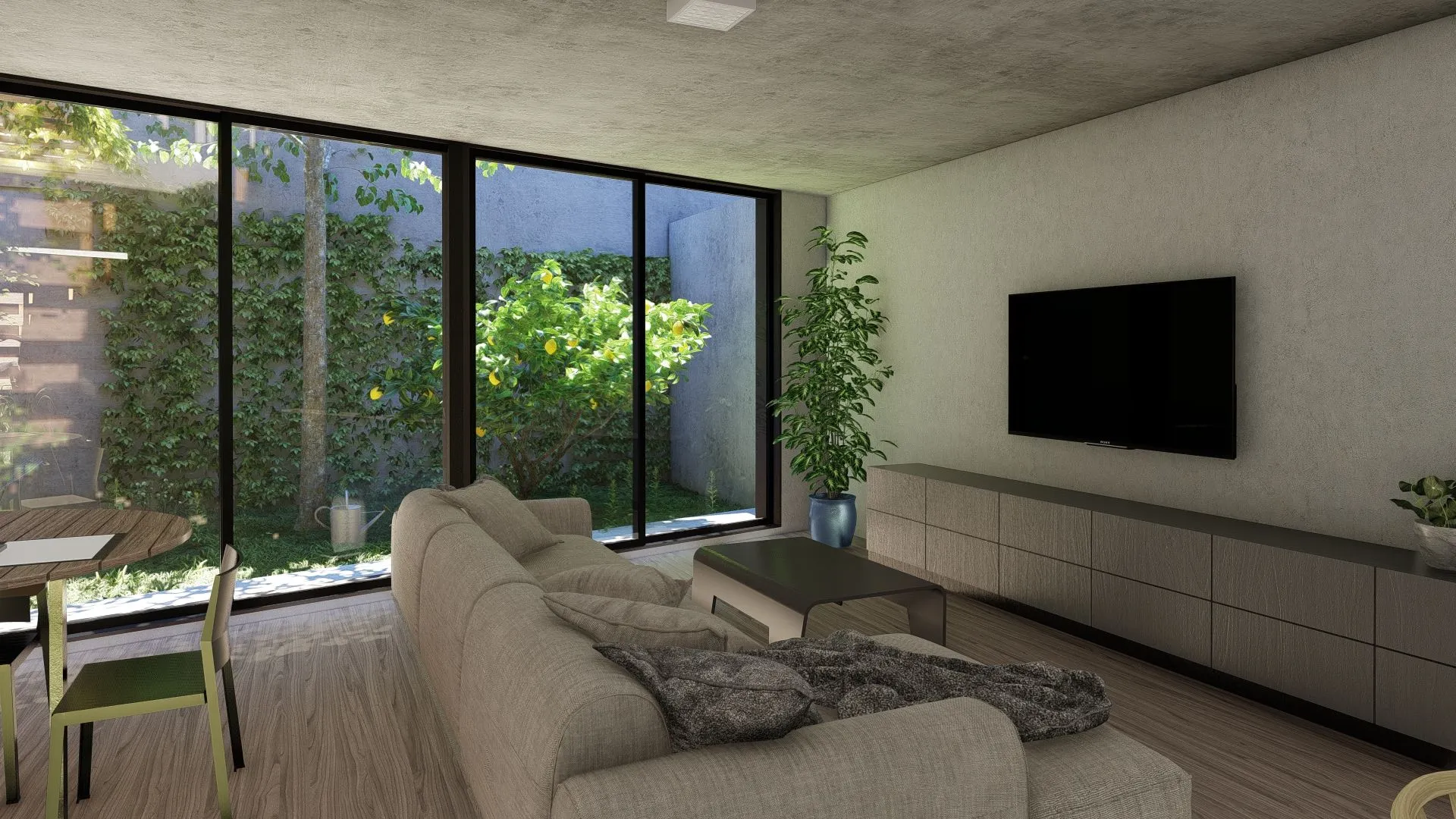 Living con jardín